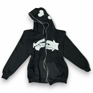 Forsaken FULL FACE Zip 3D PUFF PRINT Hoodie Men XL Black HEAVY Streetwear READ